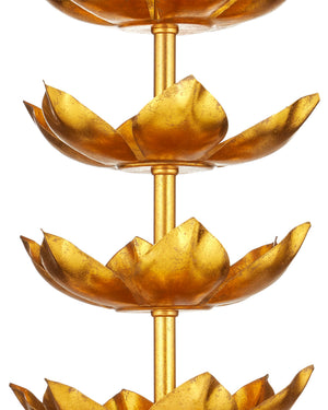Currey & Company Awakening Table Lamp Gold Leaf Iron Base Lotus Sculptural Accent for Elegant Rooms 6000-1056