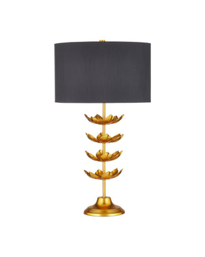 Currey & Company Awakening Table Lamp Gold Leaf Iron Base Lotus Sculptural Accent for Elegant Rooms 6000-1056