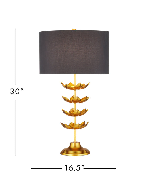 Currey & Company Awakening Table Lamp Gold Leaf Iron Base Lotus Sculptural Accent for Elegant Rooms 6000-1056