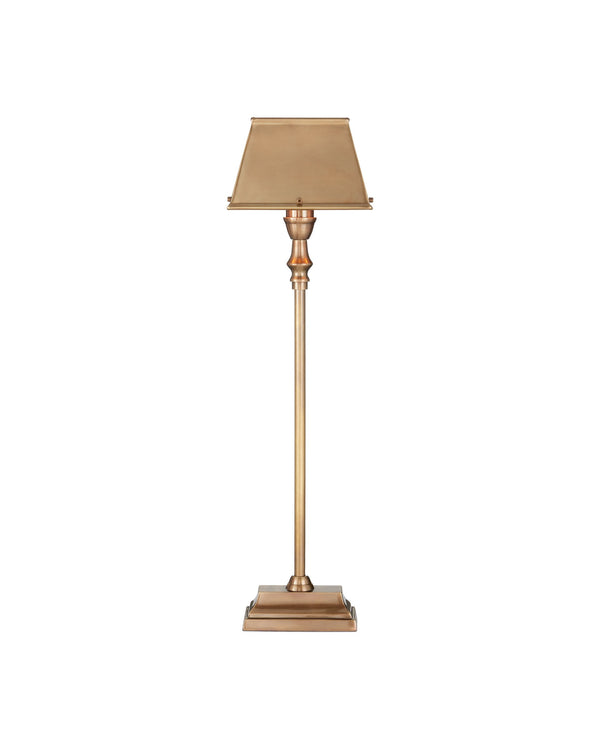 Currey & Company Geddy Solid Brass Architectural Table Lamp with Stepped Base for Desk or Console 6000-1058