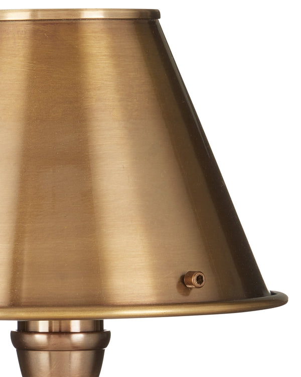 Currey & Company Rowsay Solid Brass Table Lamp with Empire Shade Handcrafted Warmth for Bedroom or Entryway 6000-1059