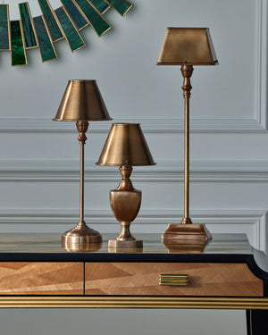 Currey & Company Rowsay Solid Brass Table Lamp with Empire Shade Handcrafted Warmth for Bedroom or Entryway 6000-1059