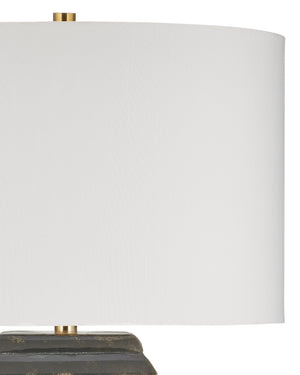 Currey & Company Balustrade Iron Urn Table Lamp with Mottled Gold Finish and Drum Shade for Entryway 6000-1061