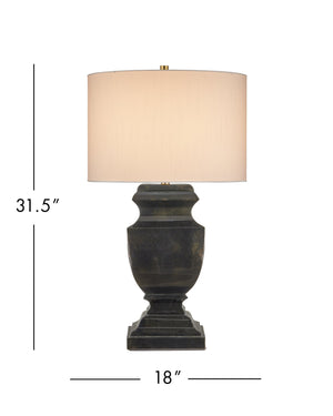 Currey & Company Balustrade Iron Urn Table Lamp with Mottled Gold Finish and Drum Shade for Entryway 6000-1061