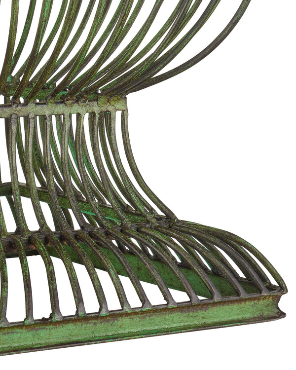 Currey & Company Tuteurs Iron Cage Table Lamp with Verdigris Finish Garden Inspired Sculptural Design 6000-1062