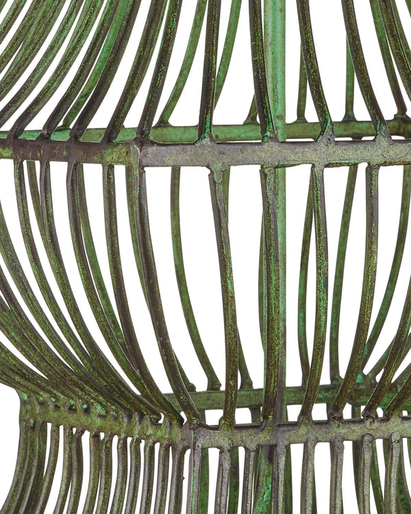 Currey & Company Tuteurs Iron Cage Table Lamp with Verdigris Finish Garden Inspired Sculptural Design 6000-1062