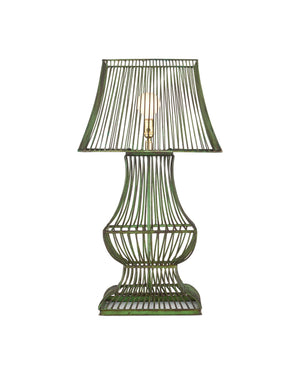 Currey & Company Tuteurs Iron Cage Table Lamp with Verdigris Finish Garden Inspired Sculptural Design 6000-1062
