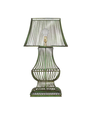Currey & Company Tuteurs Iron Cage Table Lamp with Verdigris Finish Garden Inspired Sculptural Design 6000-1062