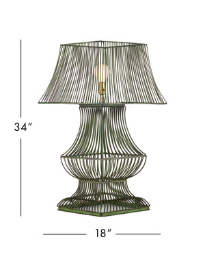Currey & Company Tuteurs Iron Cage Table Lamp with Verdigris Finish Garden Inspired Sculptural Design 6000-1062