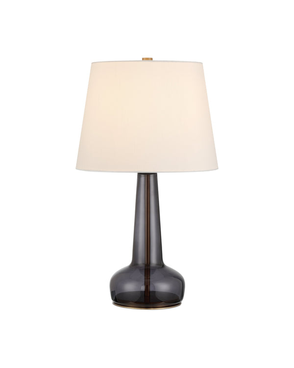 Currey & Company Rosenborg Artisan Dark Blue Glass Table Lamp with Gold Base Mid-Century Scandi Style 6000-1063