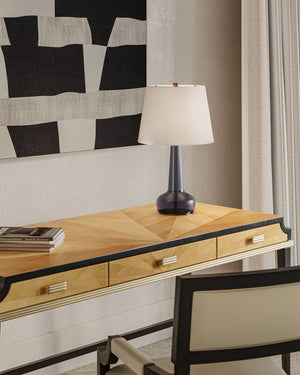 Currey & Company Rosenborg Artisan Dark Blue Glass Table Lamp with Gold Base Mid-Century Scandi Style 6000-1063