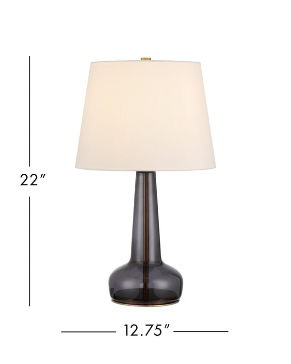 Currey & Company Rosenborg Artisan Dark Blue Glass Table Lamp with Gold Base Mid-Century Scandi Style 6000-1063