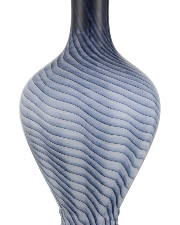 Currey & Company Zeta Murano Inspired Swirl Glass Table Lamp Artisan Blue Handcrafted Bedside Light 6000-1064