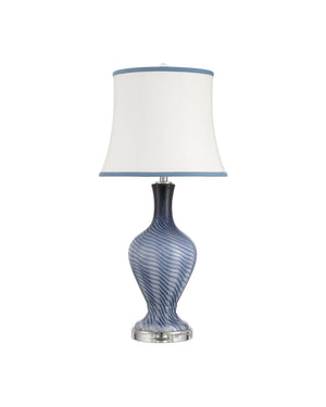 Currey & Company Zeta Murano Inspired Swirl Glass Table Lamp Artisan Blue Handcrafted Bedside Light 6000-1064