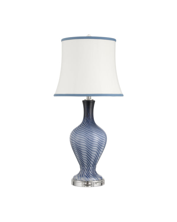 Currey & Company Zeta Murano Inspired Swirl Glass Table Lamp Artisan Blue Handcrafted Bedside Light 6000-1064