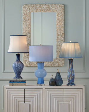 Currey & Company Zeta Murano Inspired Swirl Glass Table Lamp Artisan Blue Handcrafted Bedside Light 6000-1064