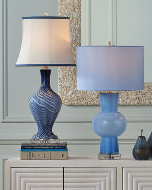 Currey & Company Zeta Murano Inspired Swirl Glass Table Lamp Artisan Blue Handcrafted Bedside Light 6000-1064