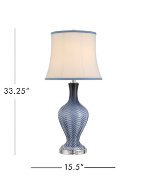 Currey & Company Zeta Murano Inspired Swirl Glass Table Lamp Artisan Blue Handcrafted Bedside Light 6000-1064