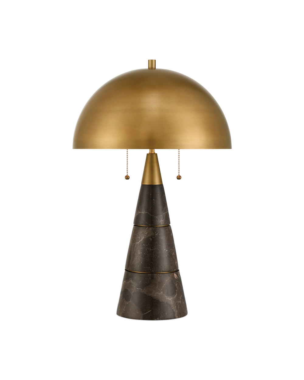 Currey & Company Edith Marble Column Desk Lamp with Antique Brass Dome for Mid-Century Home Offices 6000-1065