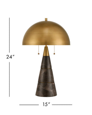 Currey & Company Edith Marble Column Desk Lamp with Antique Brass Dome for Mid-Century Home Offices 6000-1065