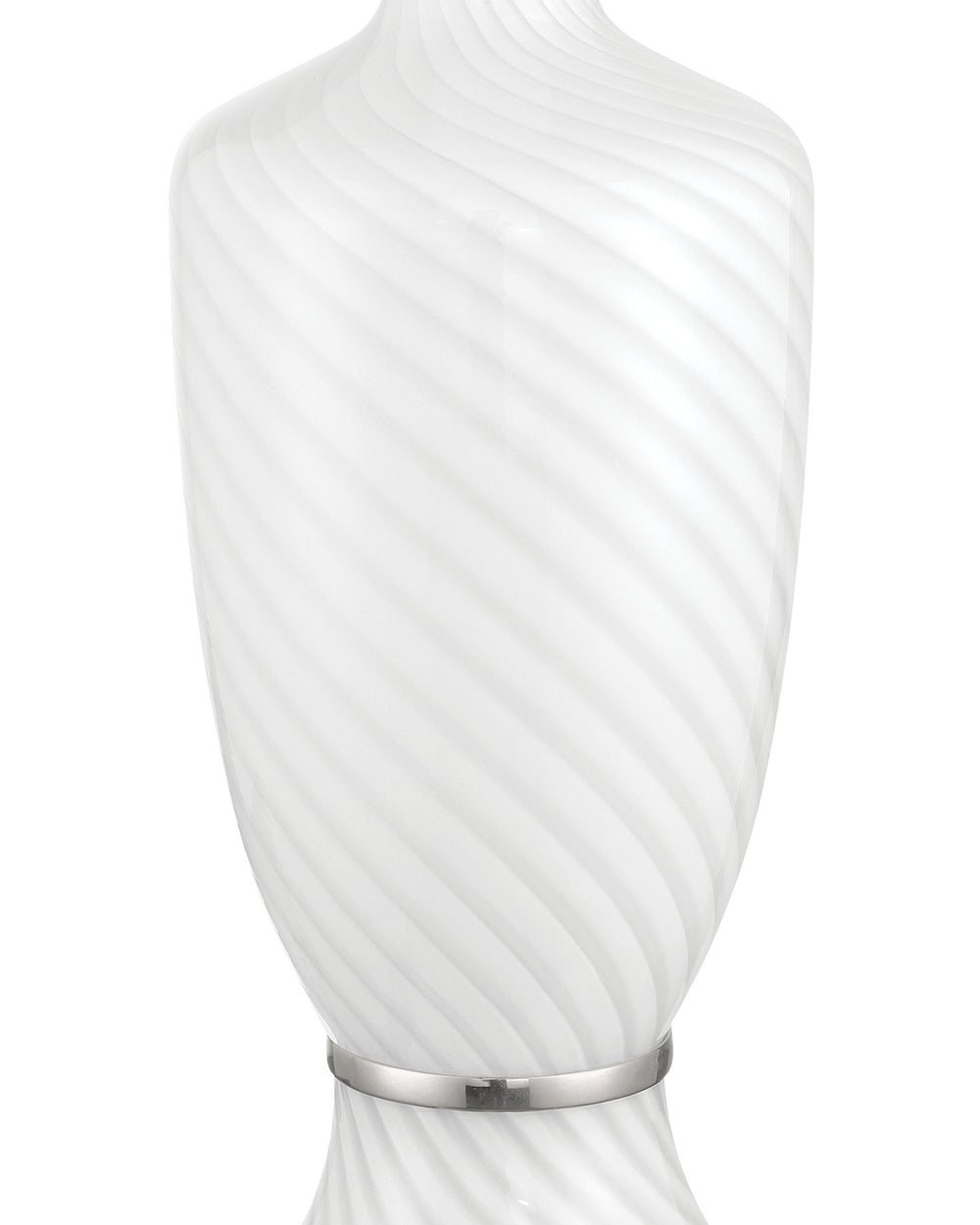 Currey & Company Classico Murano Inspired Hand Blown Glass Table Lamp with White Linen Empire Shade White / Clear / Polished Nickel 6000-1066