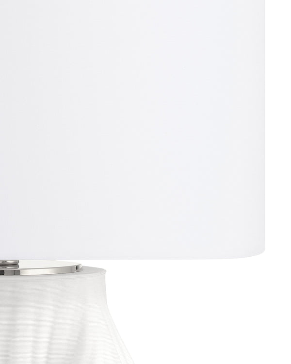 Currey & Company Watershed Sculptural Porcelain Table Lamp with Flowing Ridged Base and White Shade 6000-1067