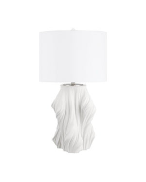 Currey & Company Watershed Sculptural Porcelain Table Lamp with Flowing Ridged Base and White Shade 6000-1067