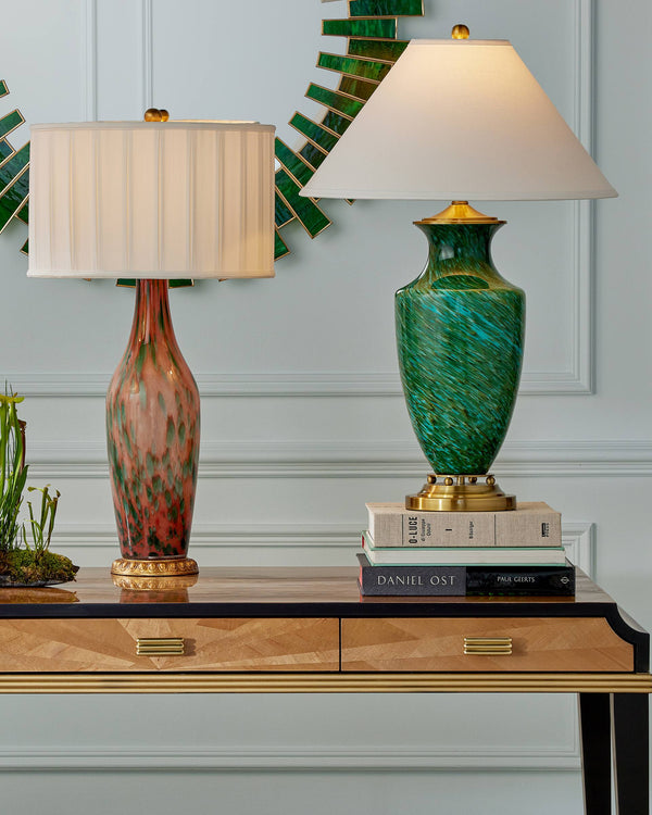 Currey & Company Brielle Swirl Glazed Glass Table Lamp with Aurora Inspired Hand Finished Art Body 6000-1068