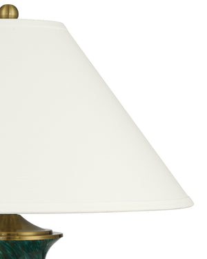 Currey & Company Claude Grecian Urn Green Glass Table Lamp with Linen Shade for Eclectic Interiors 6000-1070