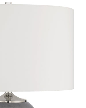 Currey & Company Lewes Hand-Glazed Gray Glass Table Lamp with Iridescent Accents and Drum Shade 6000-1071