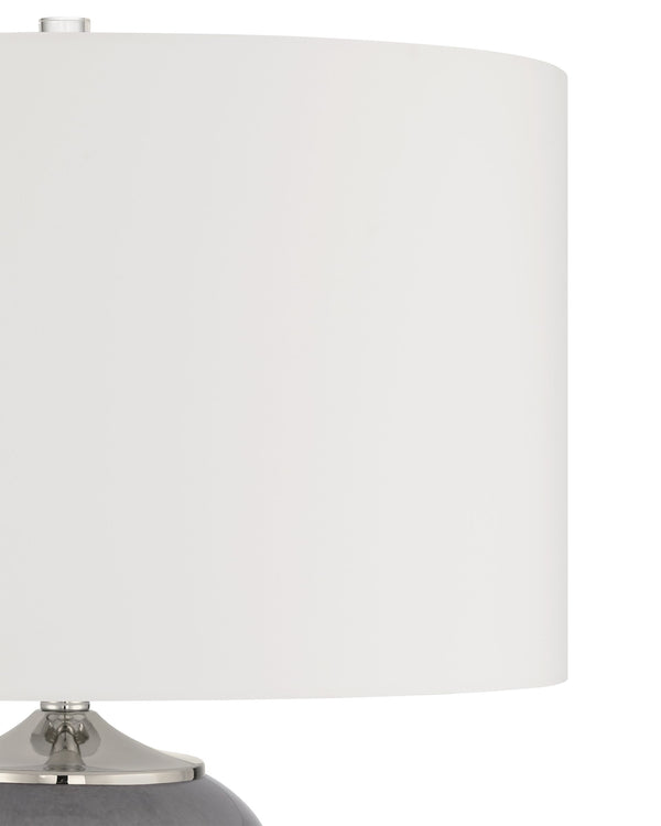 Currey & Company Lewes Hand-Glazed Gray Glass Table Lamp with Iridescent Accents and Drum Shade 6000-1071