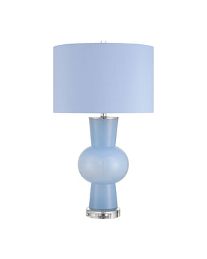 Currey & Company Duende Handcrafted Pale Blue Glass Sculptural Table Lamp for Coastal Living Spaces 6000-1072