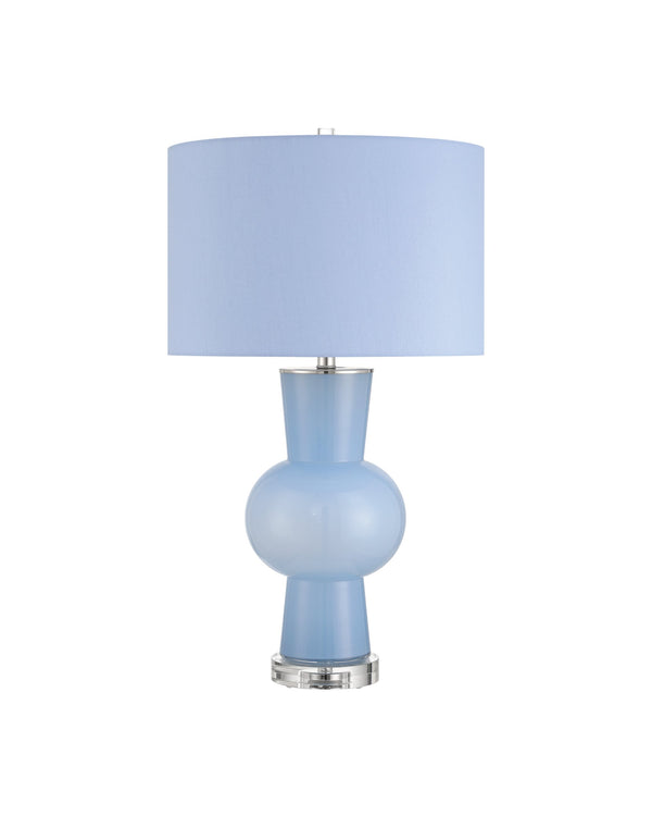 Currey & Company Duende Handcrafted Pale Blue Glass Sculptural Table Lamp for Coastal Living Spaces 6000-1072