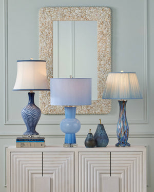 Currey & Company Duende Handcrafted Pale Blue Glass Sculptural Table Lamp for Coastal Living Spaces 6000-1072