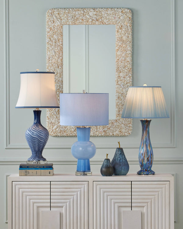 Currey & Company Duende Handcrafted Pale Blue Glass Sculptural Table Lamp for Coastal Living Spaces 6000-1072