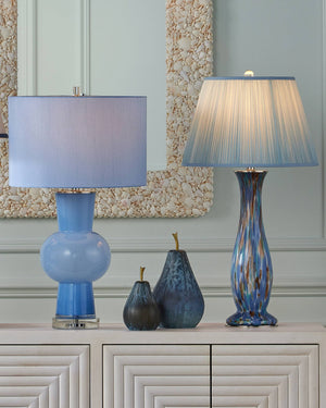 Currey & Company Duende Handcrafted Pale Blue Glass Sculptural Table Lamp for Coastal Living Spaces 6000-1072