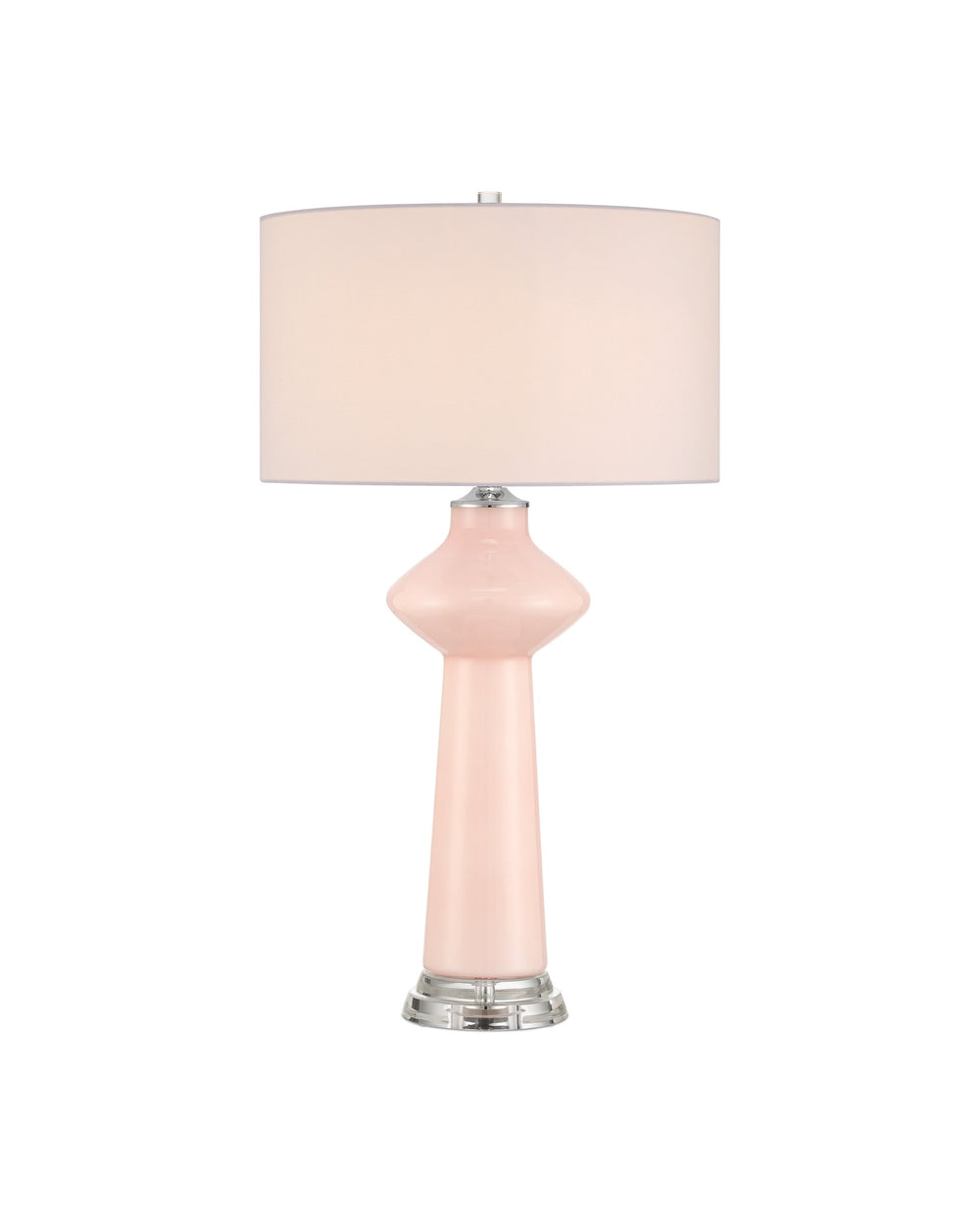 Currey & Company Henrietta Handblown Glass Table Lamp Mid-Century Vase Form with Off-White Fabric Shade 6000-1073