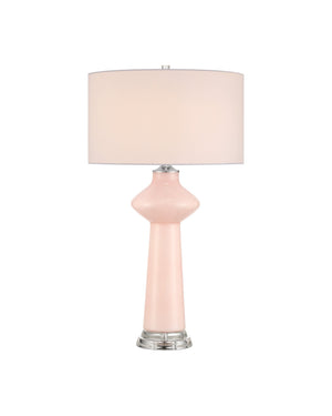 Currey & Company Henrietta Handblown Glass Table Lamp Mid-Century Vase Form with Off-White Fabric Shade 6000-1073