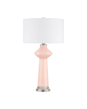 Currey & Company Henrietta Handblown Glass Table Lamp Mid-Century Vase Form with Off-White Fabric Shade 6000-1073