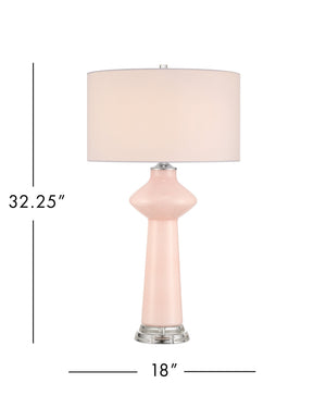 Currey & Company Henrietta Handblown Glass Table Lamp Mid-Century Vase Form with Off-White Fabric Shade 6000-1073