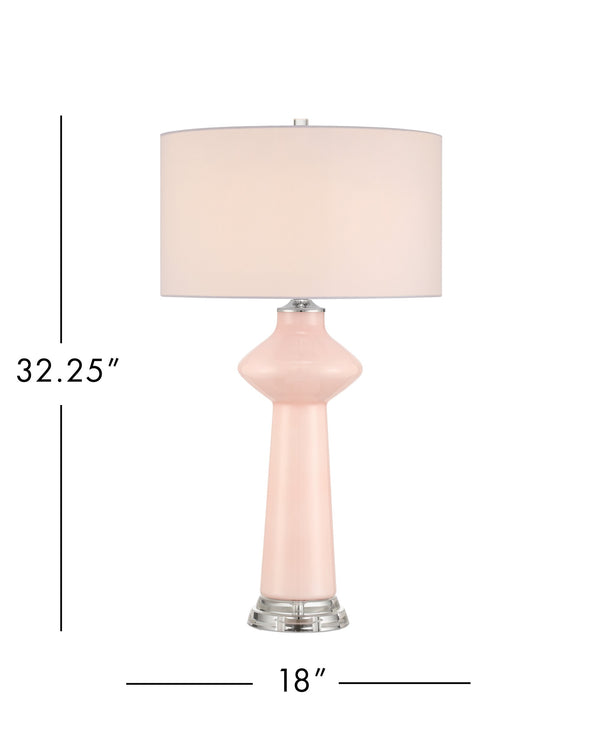 Currey & Company Henrietta Handblown Glass Table Lamp Mid-Century Vase Form with Off-White Fabric Shade 6000-1073