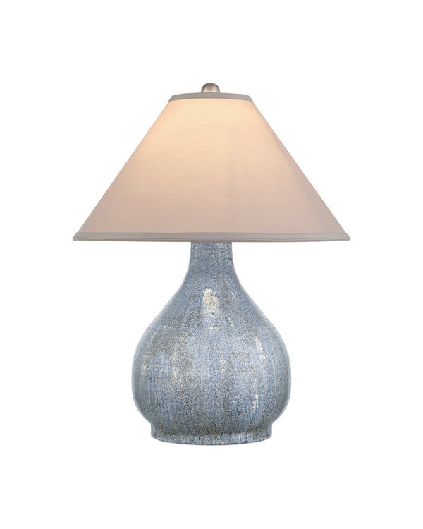 Currey & Company Malin Handcrafted Ceramic Table Lamp Crackle Glaze Stippled Base Tapered Empire Shade 6000-1074