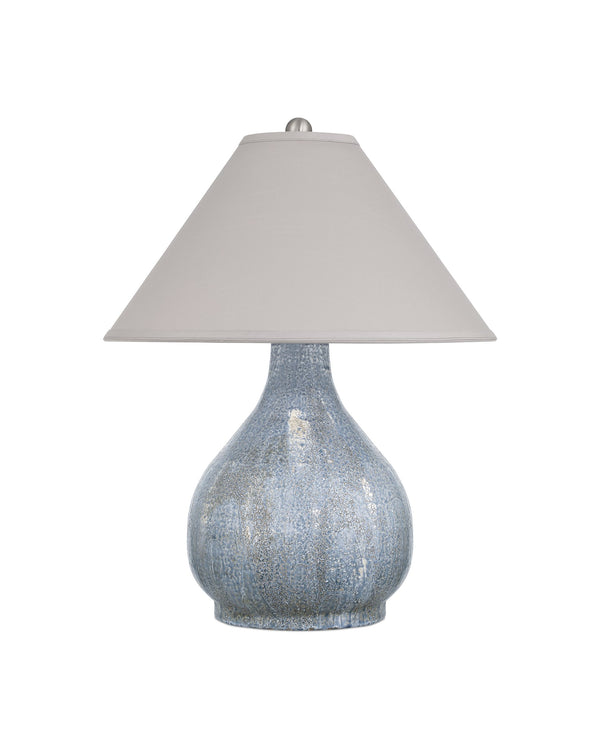 Currey & Company Malin Handcrafted Ceramic Table Lamp Crackle Glaze Stippled Base Tapered Empire Shade 6000-1074