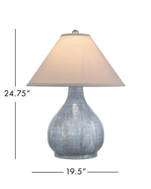 Currey & Company Malin Handcrafted Ceramic Table Lamp Crackle Glaze Stippled Base Tapered Empire Shade 6000-1074