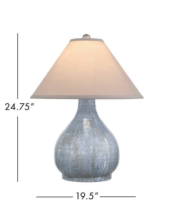 Currey & Company Malin Handcrafted Ceramic Table Lamp Crackle Glaze Stippled Base Tapered Empire Shade 6000-1074