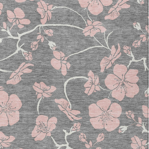 Homeroots 3' Black And Gold Floral Washable Area Rug For Indoor And Outdoor Use – Durable And Stylish Design 5' X 8' Polyester 600001