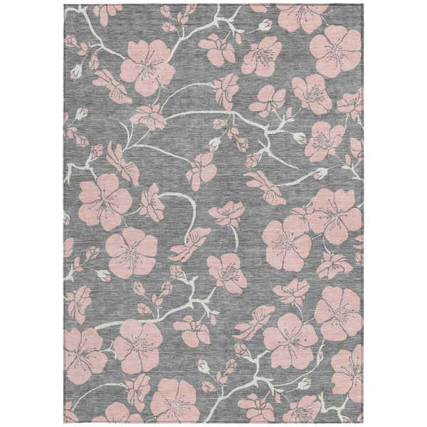 Homeroots 3' Black And Gold Floral Washable Area Rug For Indoor And Outdoor Use – Durable And Stylish Design 10' X 14' Polyester 600005