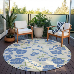 Homeroots 3' Black And Gold Floral Washable Area Rug For Indoor And Outdoor Use – Durable And Stylish Design 8' Round Polyester 600014