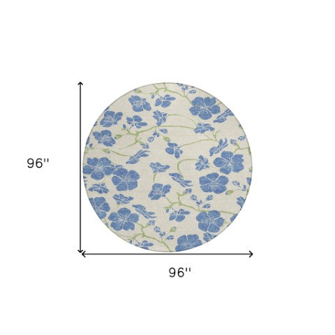 Homeroots 3' Black And Gold Floral Washable Area Rug For Indoor And Outdoor Use – Durable And Stylish Design 8' Round Polyester 600014