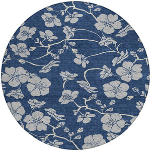 Homeroots 3' Black And Gold Floral Washable Area Rug For Indoor And Outdoor Use – Durable And Stylish Design 8' Round Polyester 600026